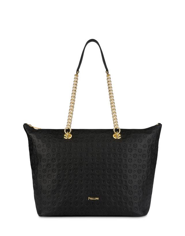 Pollini Shopping Bag Heritage Logo Embossed Nero Offerta speciale della fabbrica
