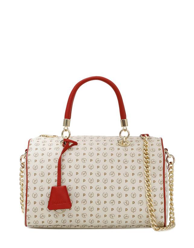 Pollini Borsa Bauletto Heritage Logo Classic Avorio/lacca Sostegno trimestrale