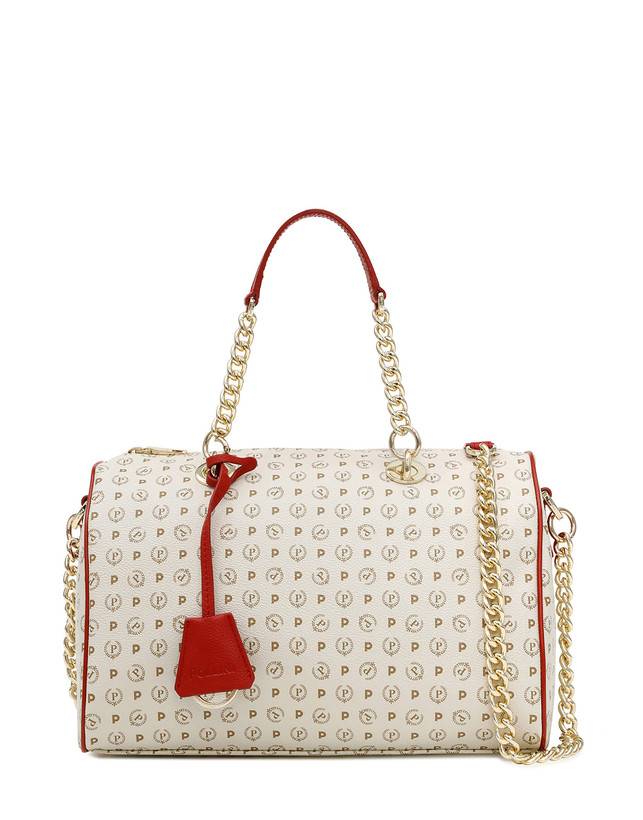 Pollini Borsa Bauletto Heritage Logo Classic Avorio/lacca Sostegno trimestrale