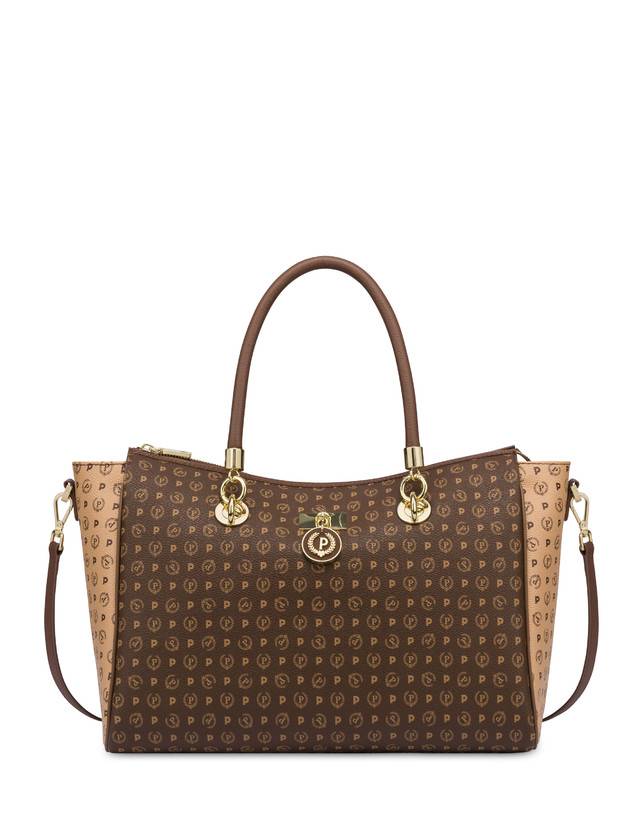 Pollini Borsa Doppio Manico Bicolore Heritage Logo Classic Marrone/crema/marrone