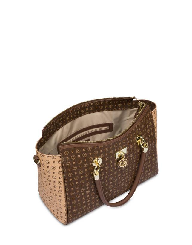 Pollini Borsa Doppio Manico Bicolore Heritage Logo Classic Marrone/crema/marrone Fino al 55% di sconto
