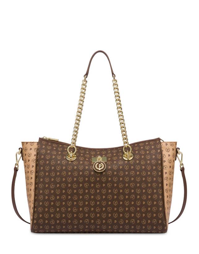 Pollini Borsa Doppio Manico Bicolore Heritage Logo Classic Marrone/crema/marrone Fino al 55% di sconto