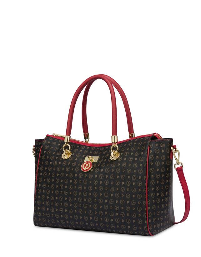 Pollini Borsa Doppio Manico Heritage Logo Classic Nero/lacca Discount Store per i nuovi prodotti