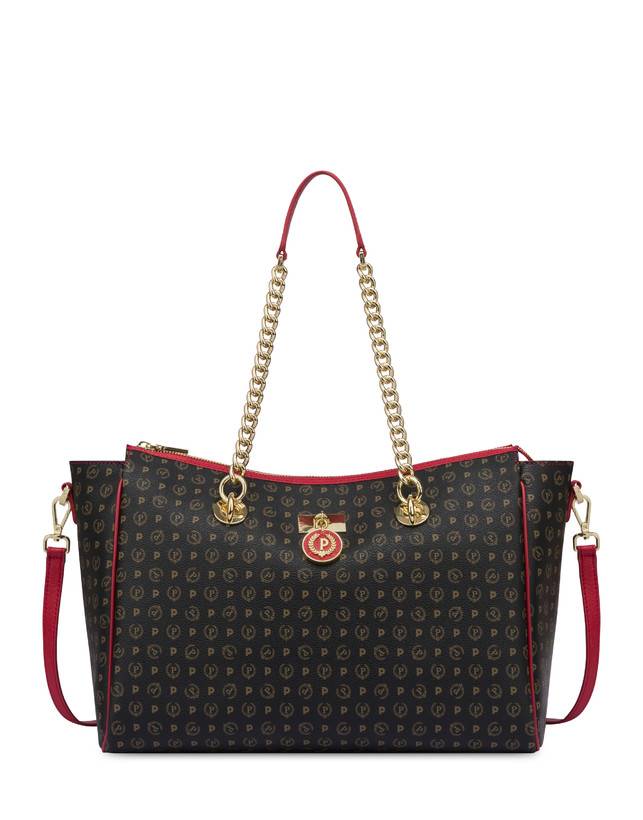 Pollini Borsa Doppio Manico Heritage Logo Classic Nero/lacca Discount Store per i nuovi prodotti