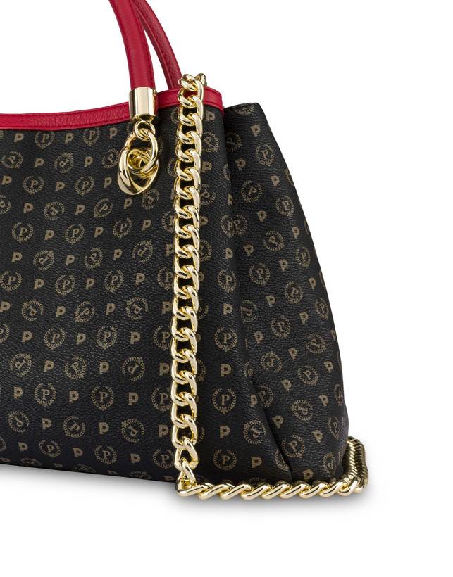 Pollini Borsa A Mano Heritage Logo Classic Nero/lacca Super sconto