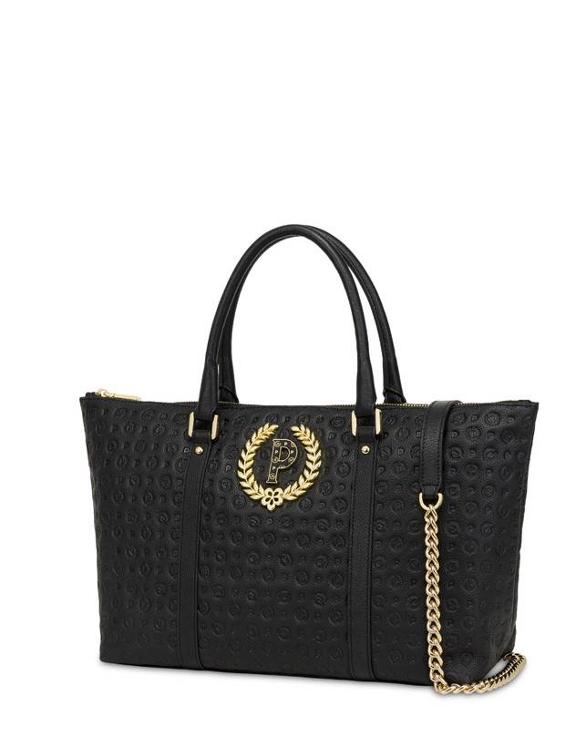Pollini Shopping Bag Heritage Logo Embossed Nero 50% di sconto con spedizione gratuita