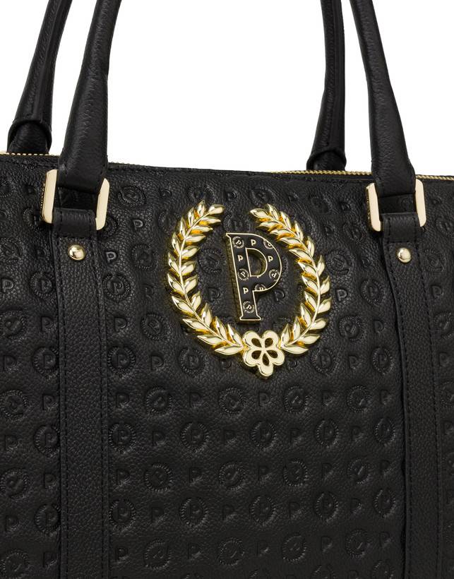 Pollini Shopping Bag Heritage Logo Embossed Nero 50% di sconto con spedizione gratuita
