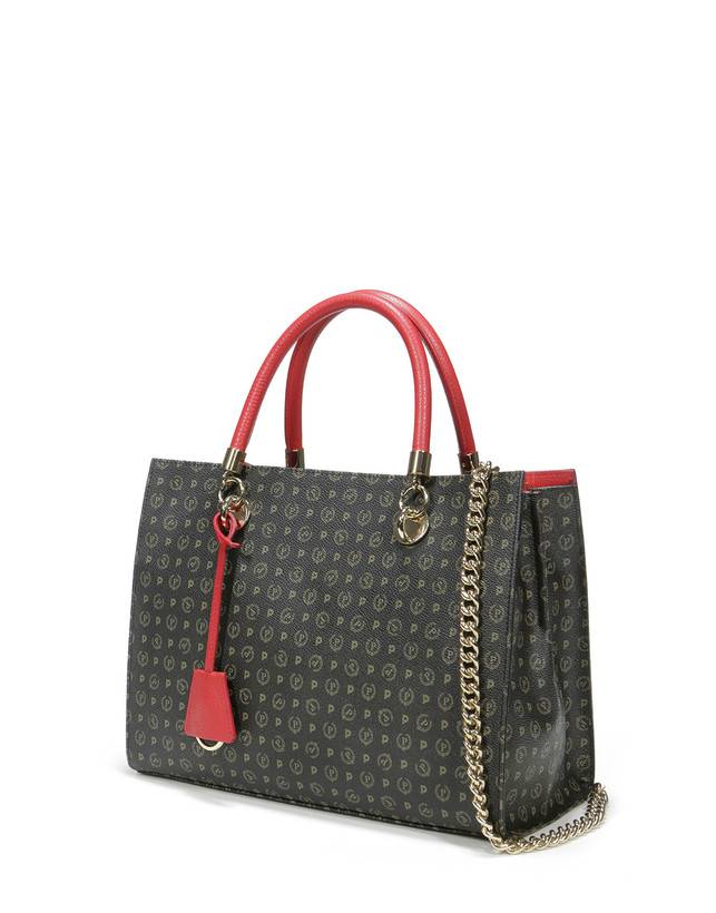 Pollini Shopping Bag Heritage Logo Classic Nero/lacca Trasporto libero internazionale
