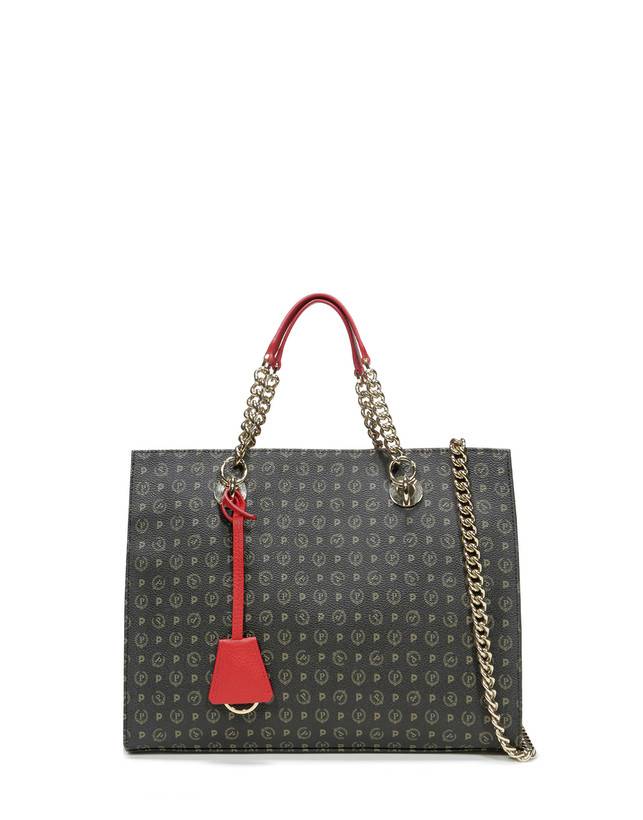 Pollini Shopping Bag Heritage Logo Classic Nero/lacca Trasporto libero internazionale