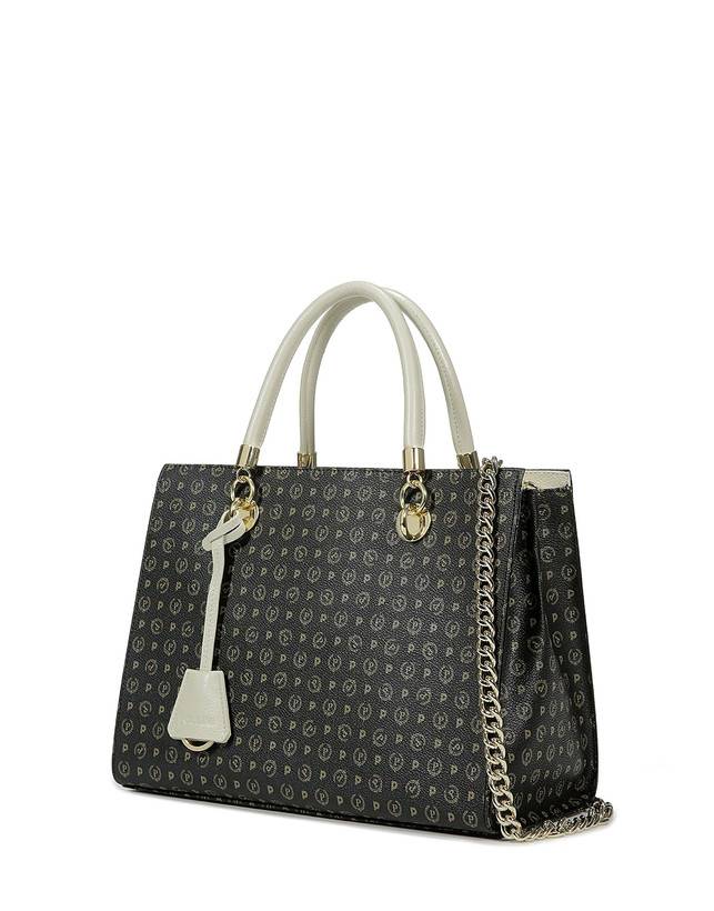 Pollini Shopping Bag Heritage Logo Classic Nero/avorio Officina