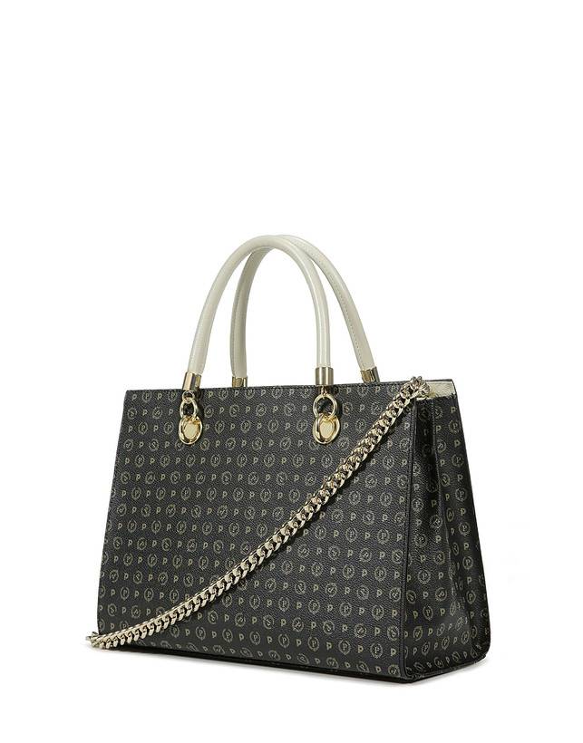Pollini Shopping Bag Heritage Logo Classic Nero/avorio Officina