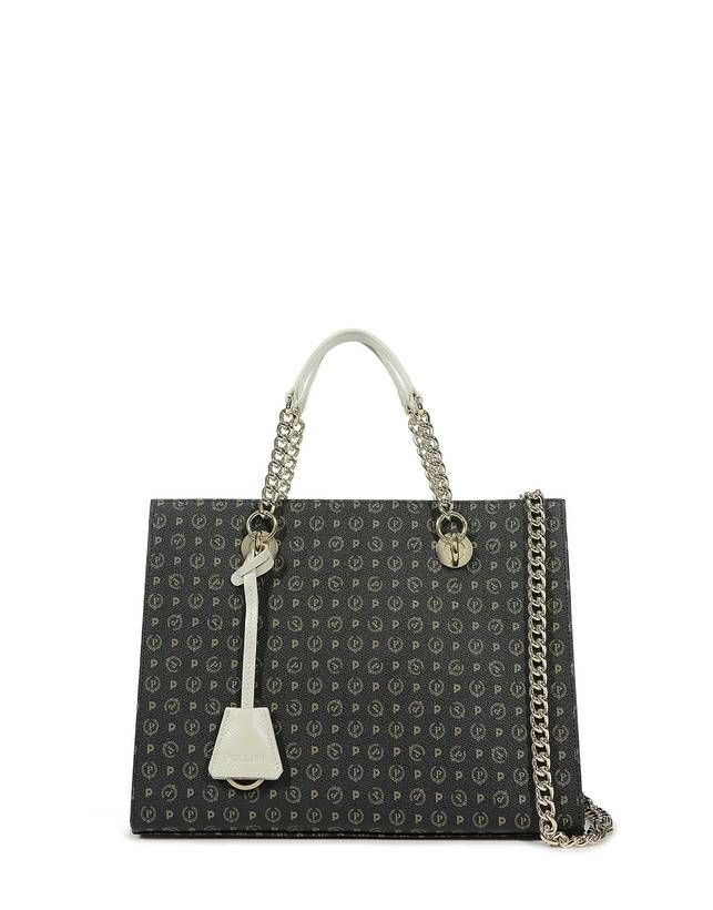 Pollini Shopping Bag Heritage Logo Classic Nero/avorio Officina