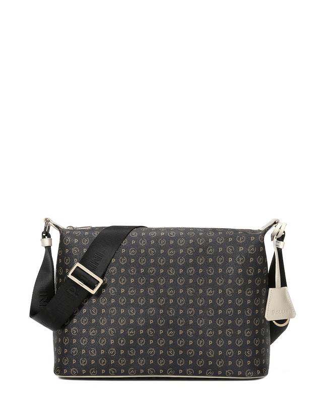 Pollini Borsa Hobo Heritage Logo Classic Nero/avorio In Linea