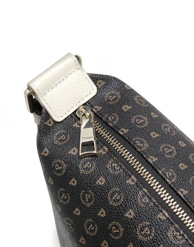 Pollini Borsa Hobo Heritage Logo Classic Nero/avorio In Linea