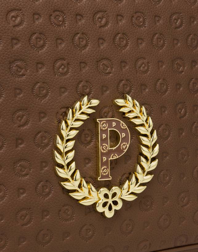 Pollini Borsa A Spalla Con Tracolla Regolabile Heritage Logo Embossed Marrone Pezzi Unici