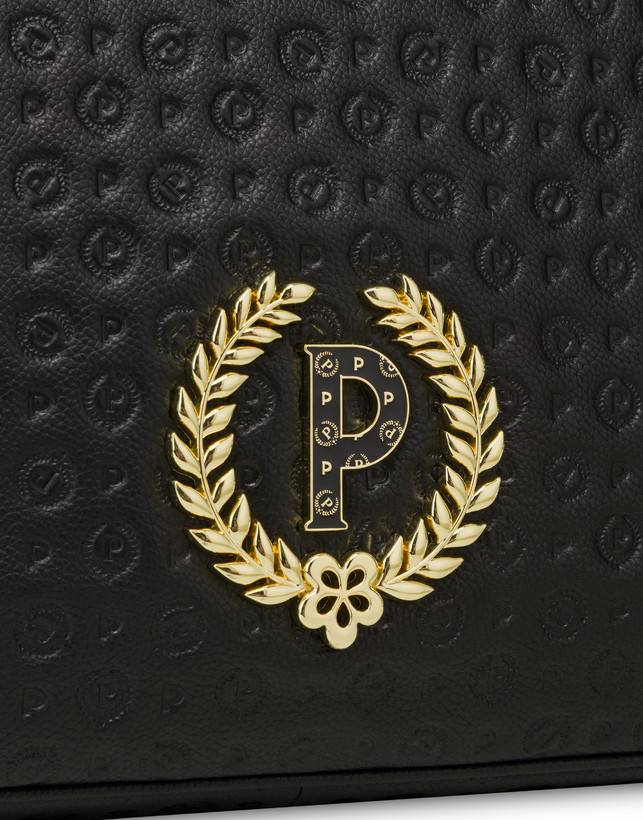Pollini Borsa A Spalla Con Tracolla Regolabile Heritage Logo Embossed Nero Soddisfazione Garantita