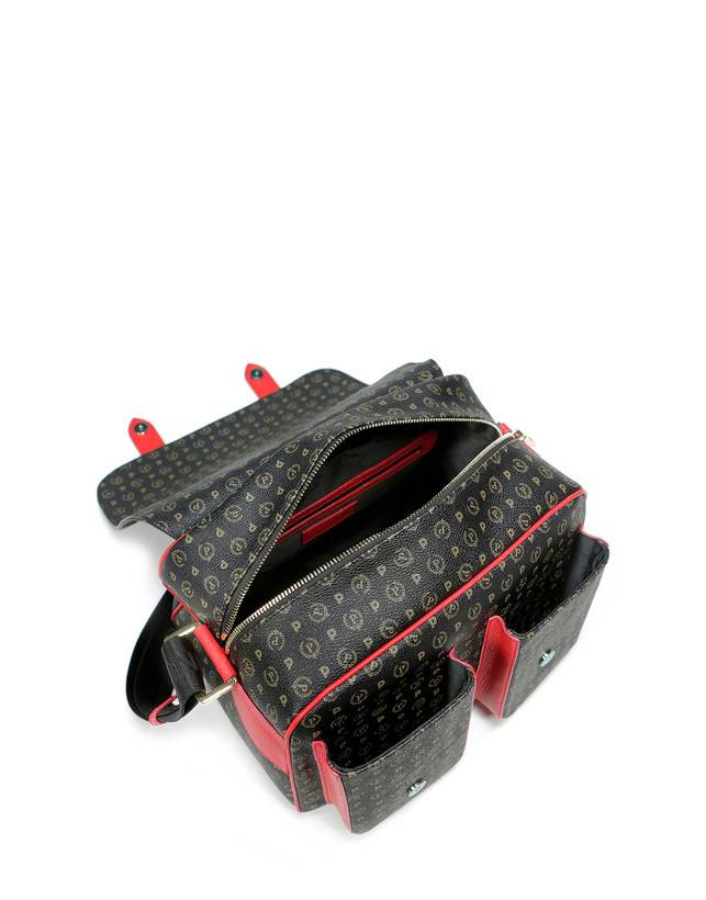 Pollini Borsa A Spalla Multitasche Heritage Logo Classic Nero/lacca Negozi Online