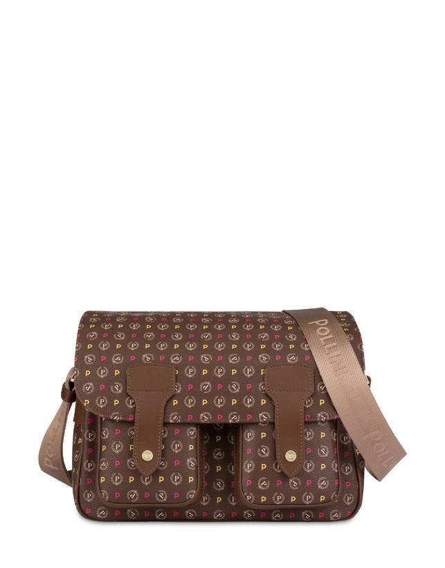 Pollini Borsa A Spalla Multitasche Heritage Logo Classic Multicolor/marrone Promozione Limitata