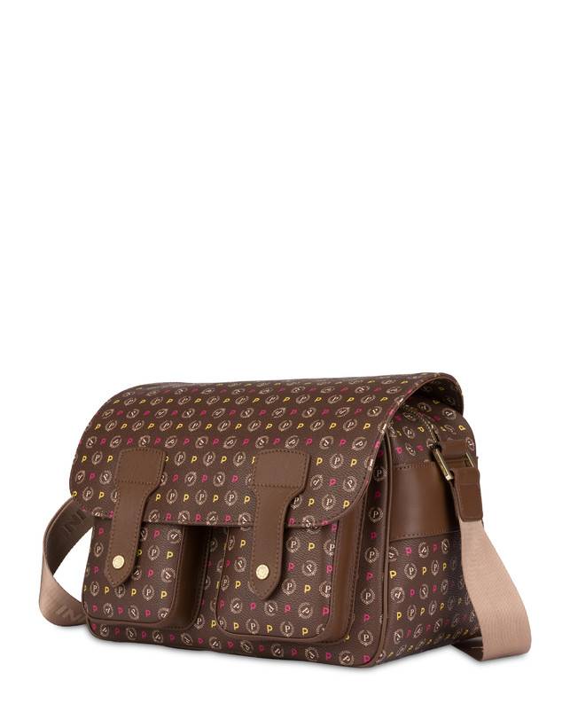 Pollini Borsa A Spalla Multitasche Heritage Logo Classic Multicolor/marrone Promozione Limitata