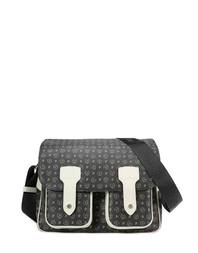 Pollini Borsa A Spalla Multitasche Heritage Logo Classic Nero/avorio Fino Al -60%