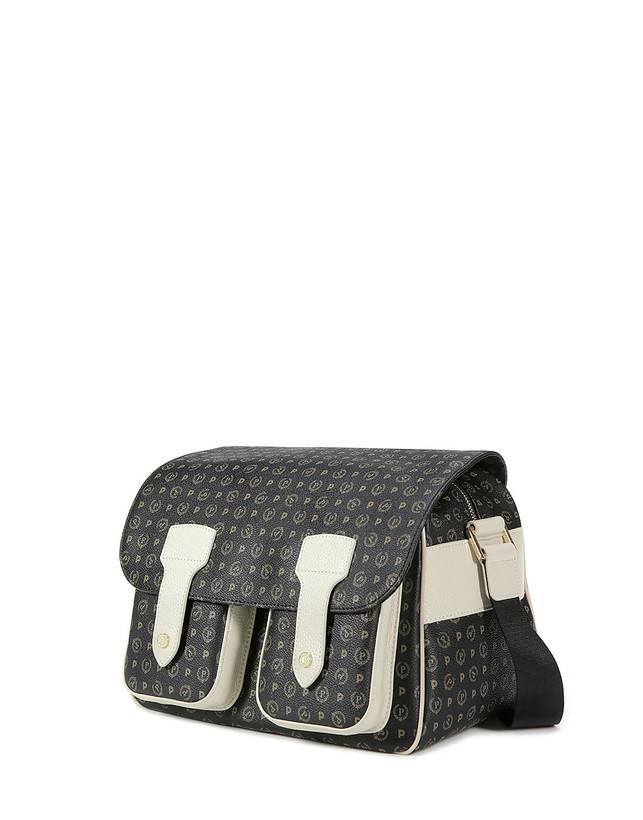 Pollini Borsa A Spalla Multitasche Heritage Logo Classic Nero/avorio Fino Al -60%