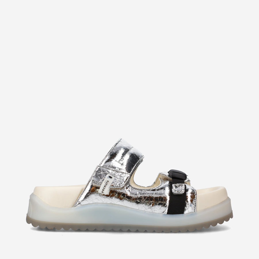 Premiata Sandali bassi M6701A in laminato silver Hotsell