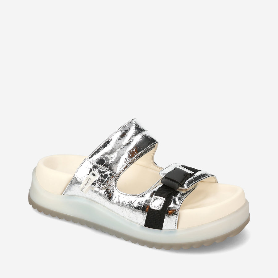 Premiata Sandali bassi M6701A in laminato silver Hotsell
