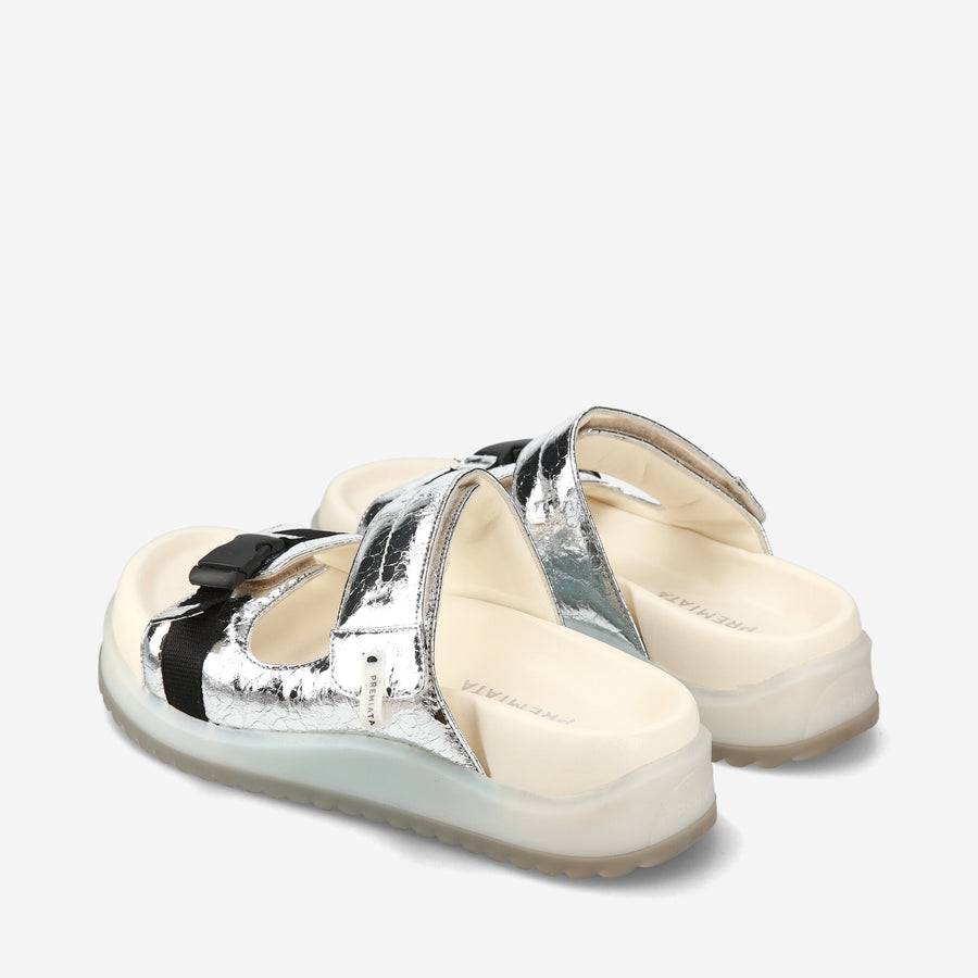 Premiata Sandali bassi M6701A in laminato silver Hotsell