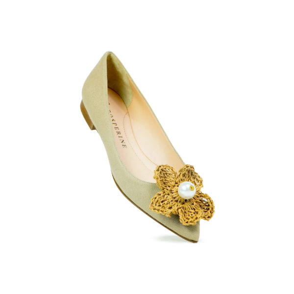 Prosperine Ballerina da Donna in Tessuto con Fiore Pezzi Unici