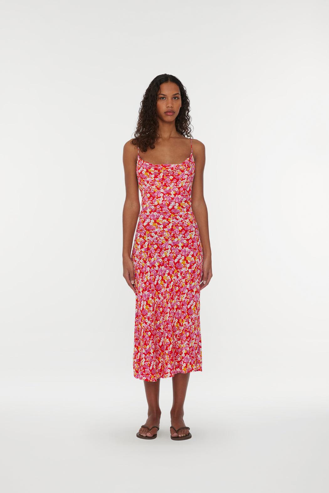 Reina Olga Jacquard Midi Strap Dress Novità