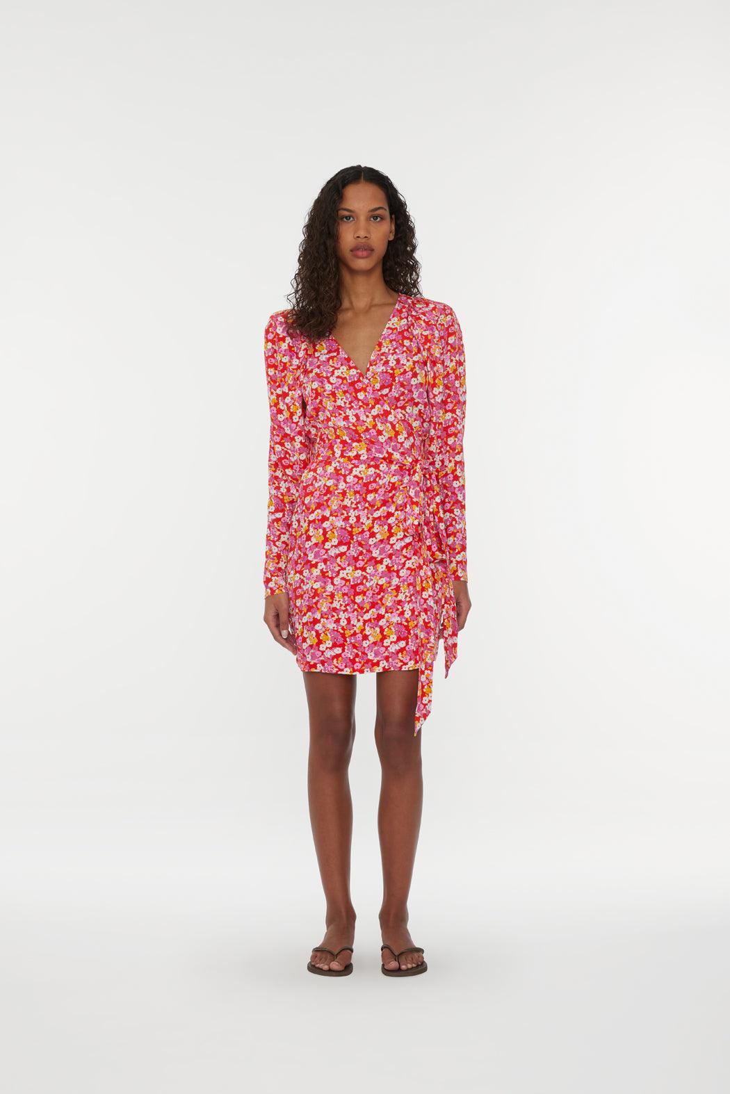 Reina Olga Jacquard Mini Wrap Dress Online