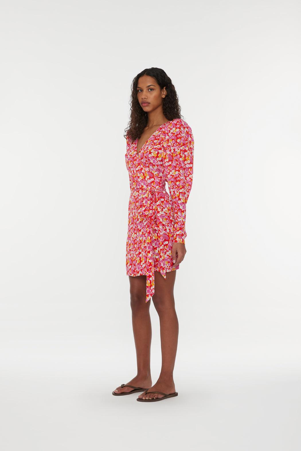 Reina Olga Jacquard Mini Wrap Dress Online