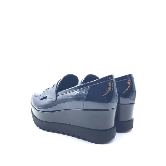 Lorenzo Mari Mocassino Clea Vernice Blu In Linea