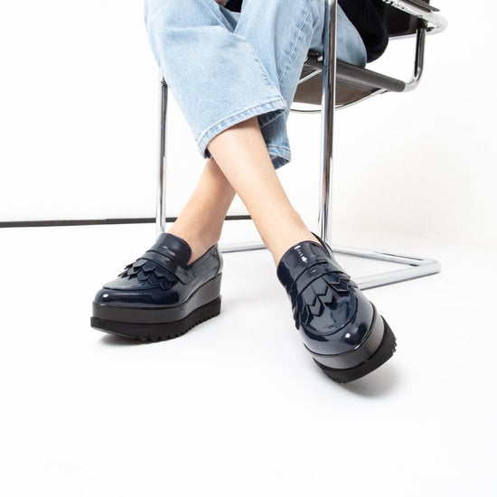 Lorenzo Mari Mocassino Clea Vernice Blu In Linea