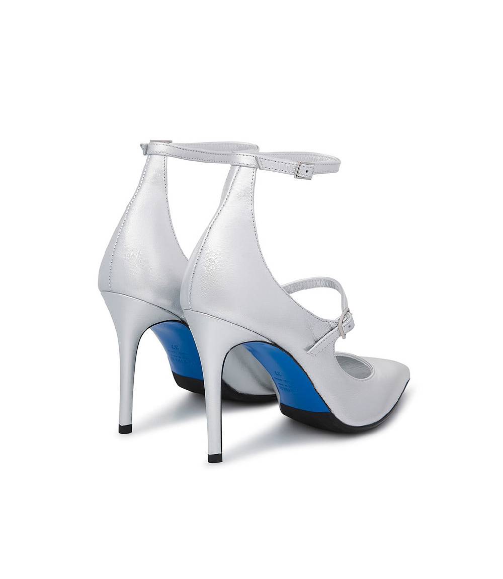 Loriblu Decollete in pelle nappa laminata argento con cinturini Sottocosto