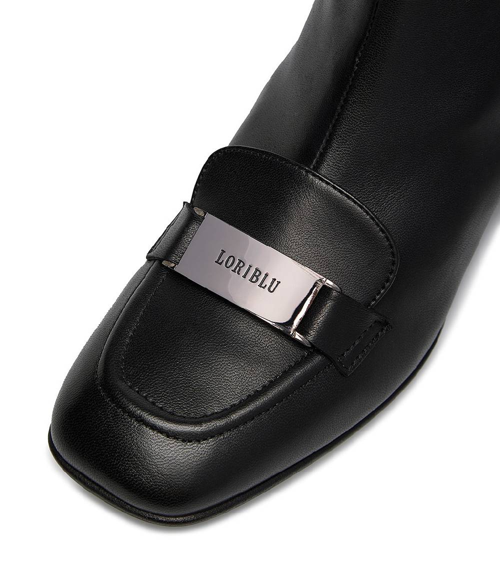 Loriblu Stivaletto nappa nero con placca Logo metal Novità