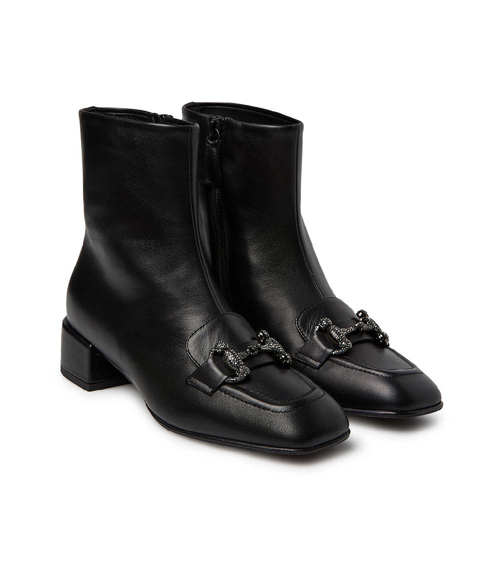 Loriblu Stivaletto in nappa nero con morsetto gioiello Presa