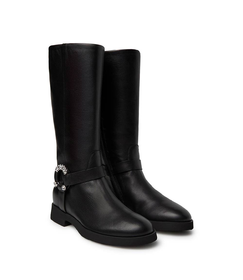 Loriblu Stivale in nappa nera con fibbia gioiello Offerta