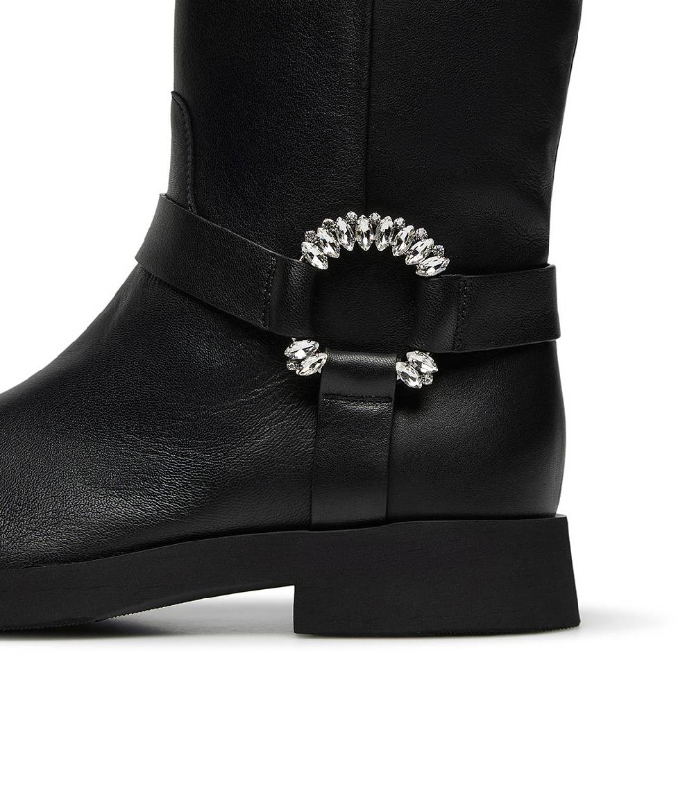 Loriblu Stivale in nappa nera con fibbia gioiello Offerta