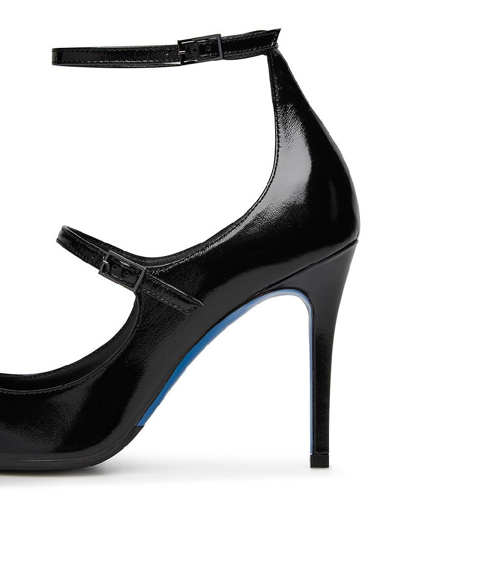 Loriblu Decollete in pelle lucida nero con cinturini Economico