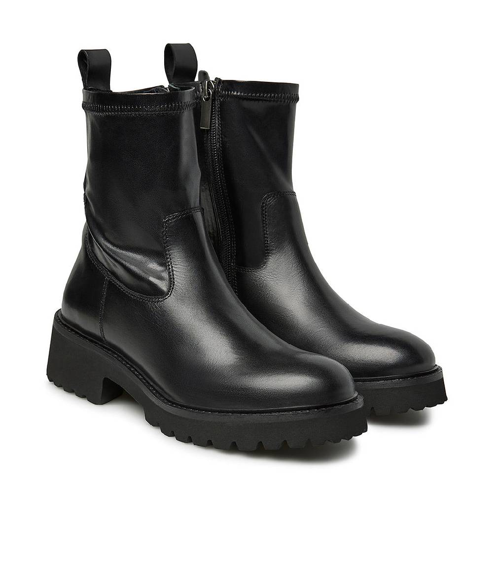 Loriblu Tronchetto in vitello nero e tessuto stretch Online