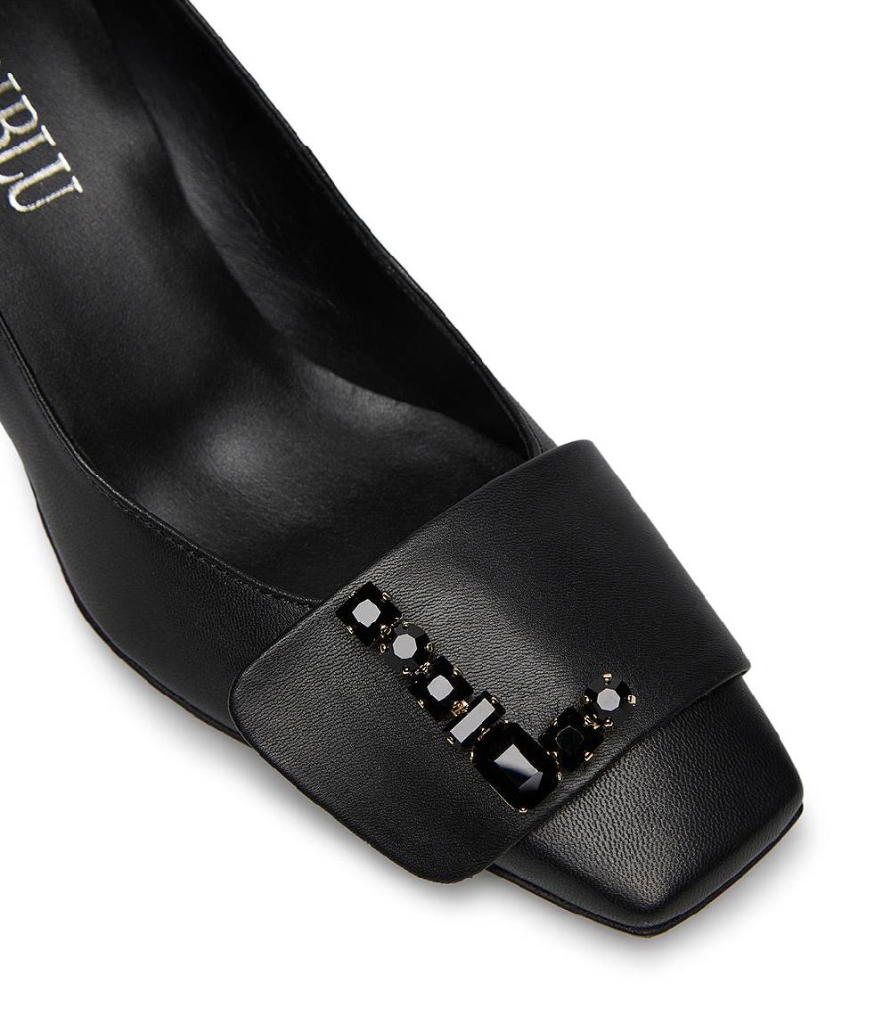 Loriblu Décolleté in nappa nero con Logo Signature cristalli In Vendita