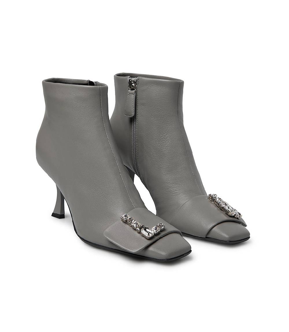 Loriblu Stivaletto in nappa grigio con Logo Signature cristalli Saldi