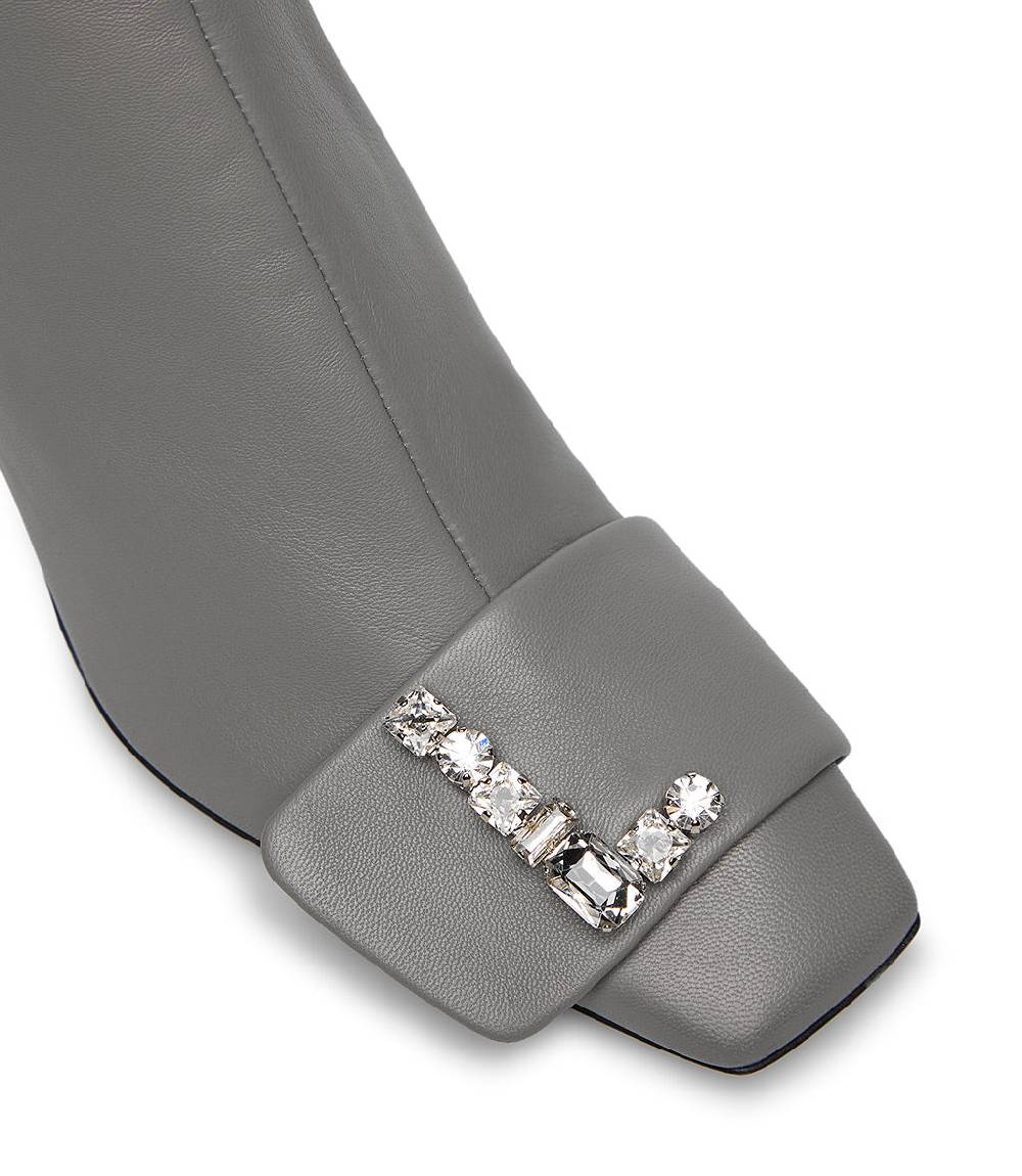 Loriblu Stivaletto in nappa grigio con Logo Signature cristalli Saldi