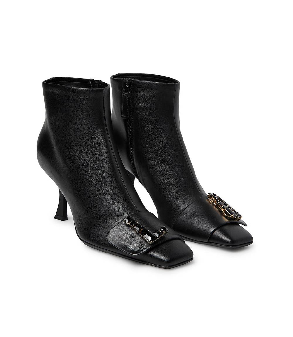 Loriblu Stivaletto in nappa nero con Logo Signature cristalli Offerte
