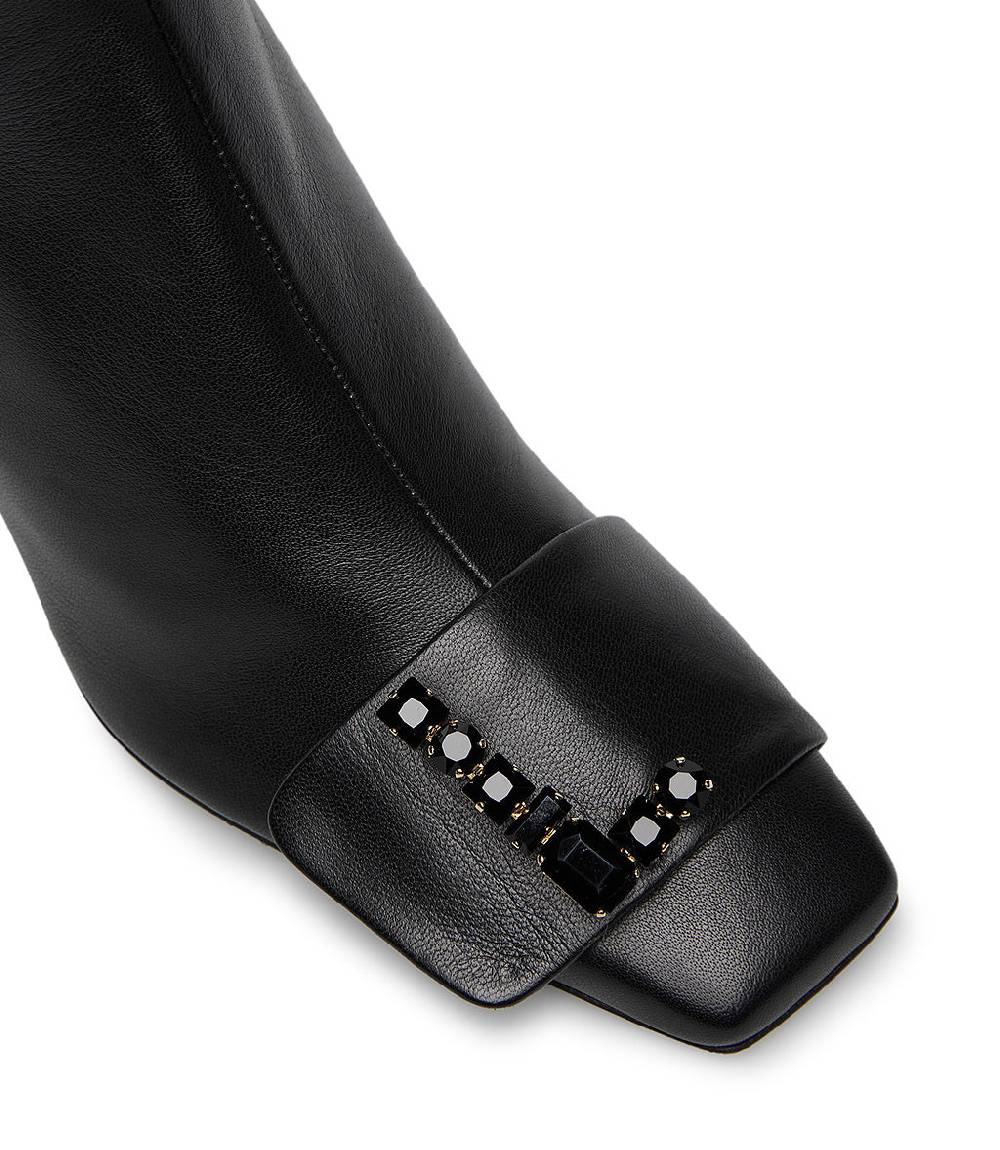 Loriblu Stivaletto in nappa nero con Logo Signature cristalli Offerte