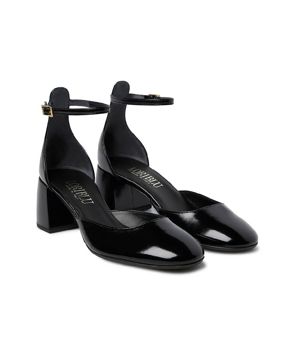 Loriblu Décolleté Mary Jane in pelle lucida nera con cinturino Hotsell