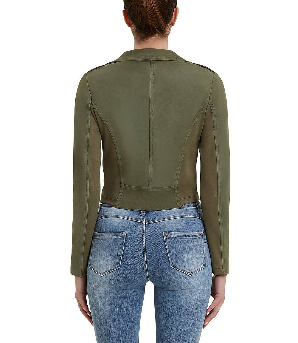 Loriblu Giacca stile biker in camoscio salvia Vendita Economica