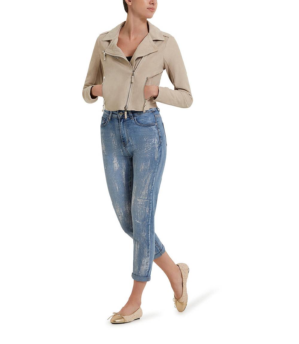 Loriblu Giacca stile biker in camoscio naturale Saldi Di Fabbrica