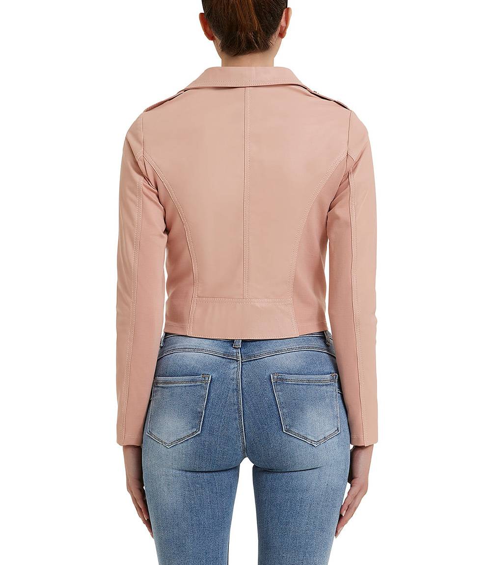 Loriblu Giacca stile biker in pelle rosa Nuova